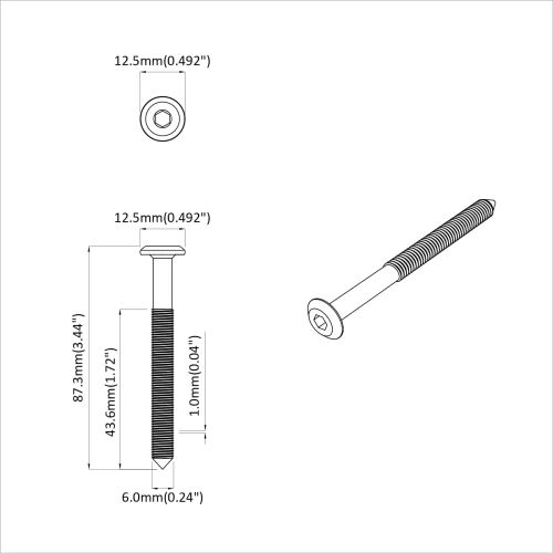 Винт 12 pcs Сребрист M6 x 85 мм Стомана