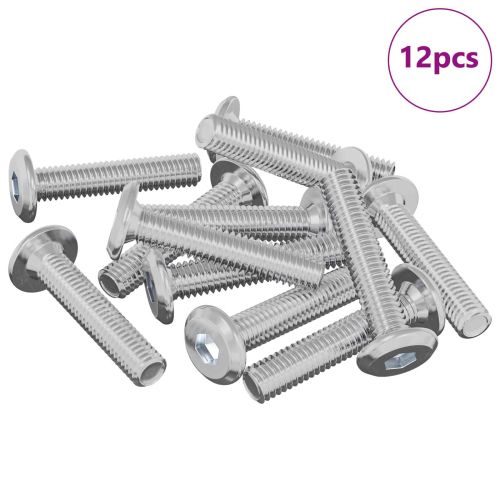 Заключващ винт Едноцветен 12 pcs Сребрист M6 x 30 mm Стомана