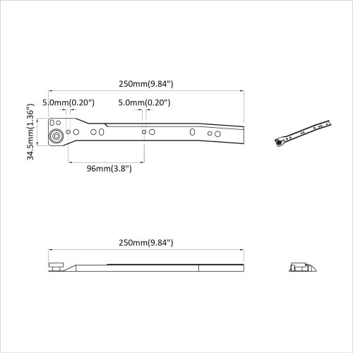 Плъзгач за чекмедже 2 pcs Бяло 250 mm Стомана