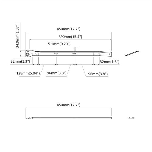 Плъзгач за чекмедже 12 pcs Бяло 450 мм Стомана