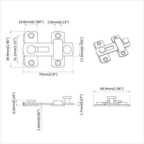Бравка за врата 2 pcs Сребрист 70 x 8 мм Стомана