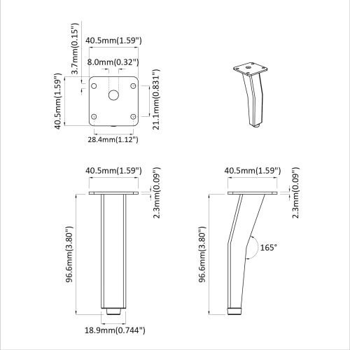 Стативни крака 2 pcs Черно 40 x 40 x 100 мм Желязо