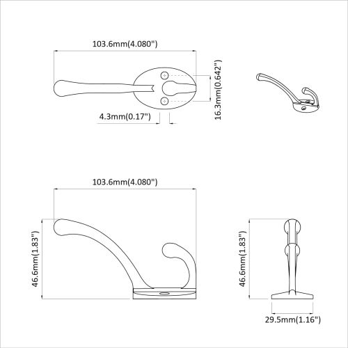 Държач за дрехи 12 pcs Черно 102 x 29 x 47 мм Цинкова сплав