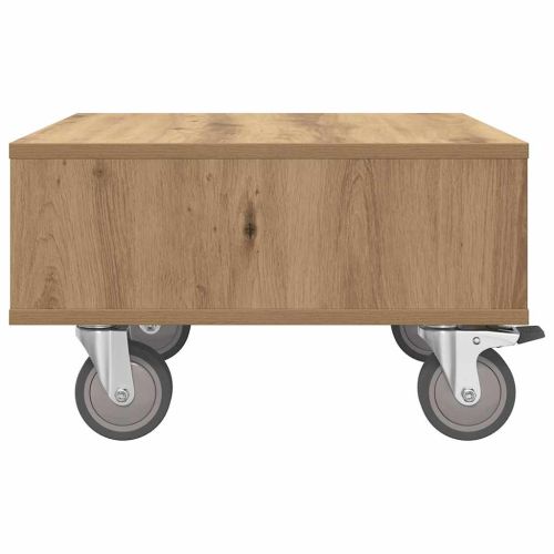 Странична маса с колела Дъб 50,5 x 50 x 30 см Инженерно дърво