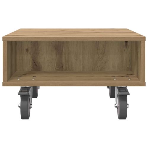 Странична маса с колела Дъб 50,5 x 50 x 30 см Инженерно дърво