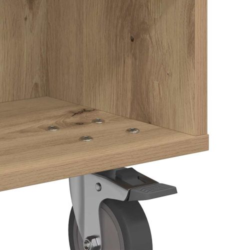 Странична маса с колела Дъб 50,5 x 50 x 30 см Инженерно дърво