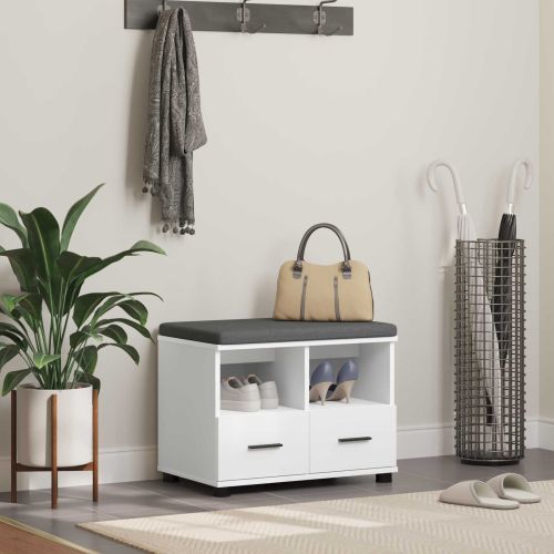 Пейка за коридор Бял 60 x 38 x 46 см Композитно дърво и текстил