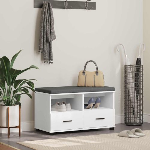 Пейка за коридор Бял 80 x 38 x 46 см Композитно дърво и текстил
