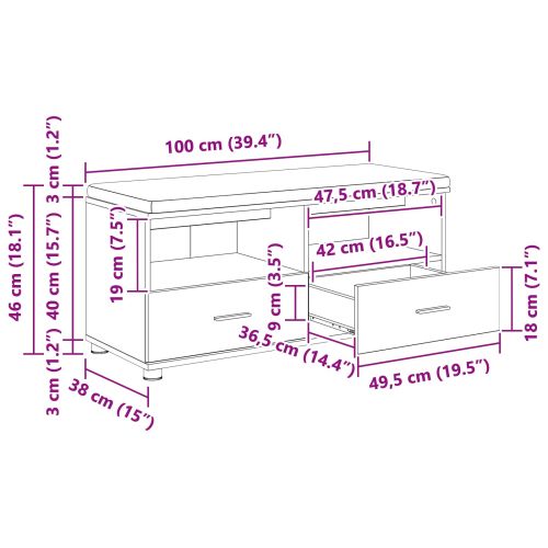Пейка за коридор Бял 100 x 38 x 46 см