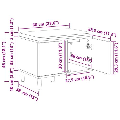 Пейка за коридор с възглавница Сиво Сонома 60 x 38 x 46 см