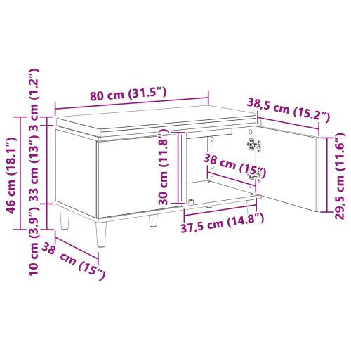 Пейка за коридор с възглавница Черен Дъб 80 x 38 x 46 см