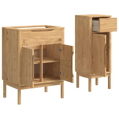 Комплект мебели за баня FLORO 2 pcs Кафяво с восъчно покритие