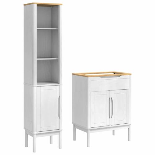 Комплект мебели за баня с рафт FLORO 2 pcs Бяло Солиден бор