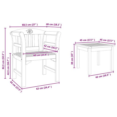 Комплект за лятна градина с рози 3 pcs Солидно акациево дърво