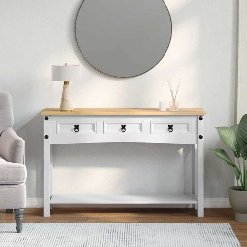 Крайна масичка с чекмедже Corona Бяло 114 x 34,5 x 73 см