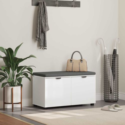 Пейка за коридор Бял 80 x 38 x 46 см Композитно дърво и текстил