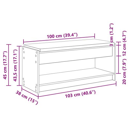 Пейка за коридор Пушена Дъб 103 x 38 x 45 см