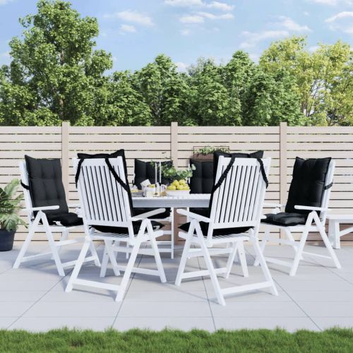 Възглавници за стол с висока облегалка 6 бр черни Оксфорд плат