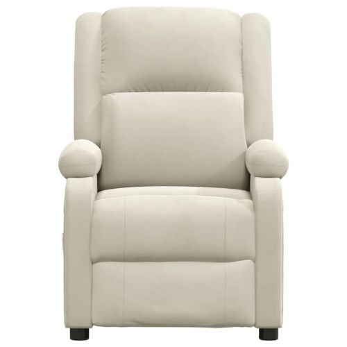 Електрически реклайнер стол, кремав, кадифе