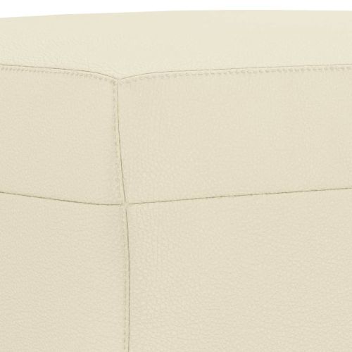 Комплект дивани от 3 части с възглавници кремав изкуствена кожа