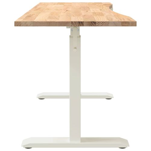 Бюро със съхранение Бял и натурален 140 x 60 cm Масивен дъб