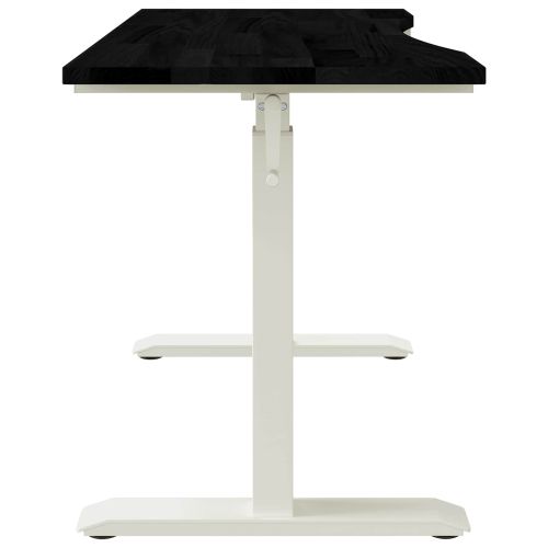 Бюро със съхранение Бял и тъмен кафяв 120 x 60 cm Масивен дъб