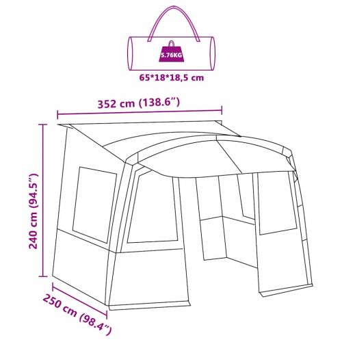 Тент за багажник на караван Сив и оранжев 352 x 250 x 240 см
