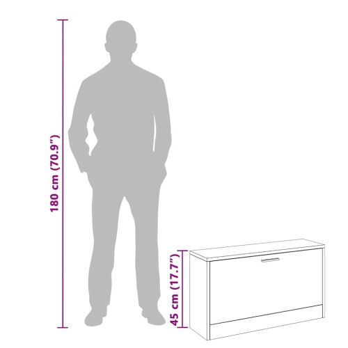 Шкаф за съхранение на обувки пейка, дъб, 80x24x45 cм