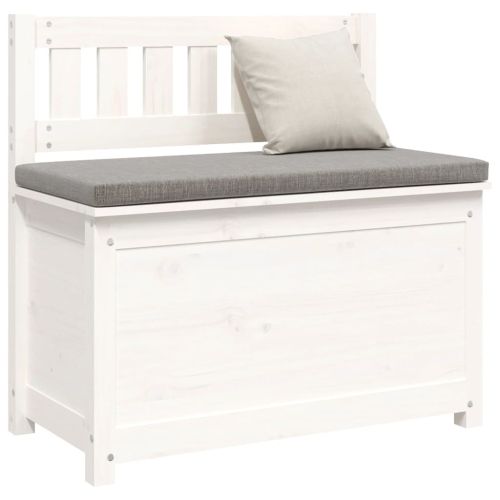 Пейка, бяла, 80x41x77 см, борово дърво масив