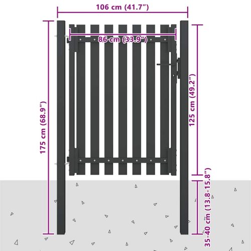 Градинска оградна порта от стомана 100x125 см, антрацит