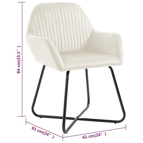 Трапезни столове, 6 бр, кремави, кадифе