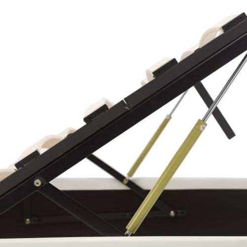 Легло с повдигащ механизъм, бяло, изкуствена кожа, 90x200 cм