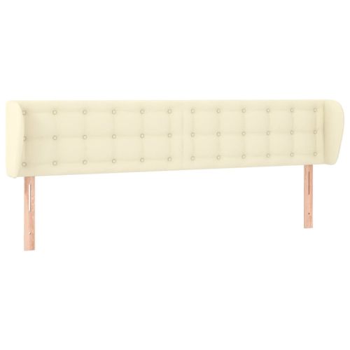 Горна табла с уши, кремава, 203x23x78/88 см, изкуствена кожа