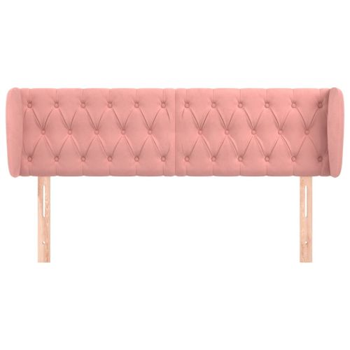 Горна табла за легло, розова, 147x23x78/88 см, кадифе