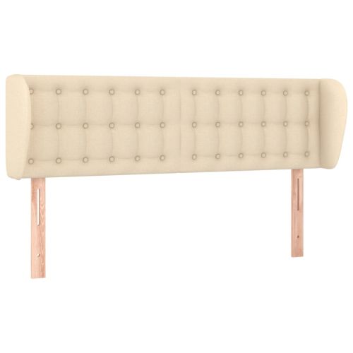 Горна табла за легло с уши, кремава, 147x23x78/88 см, плат