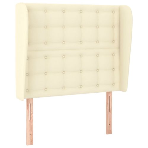 Горна табла с уши, кремава, 103x23x118/128 см, изкуствена кожа