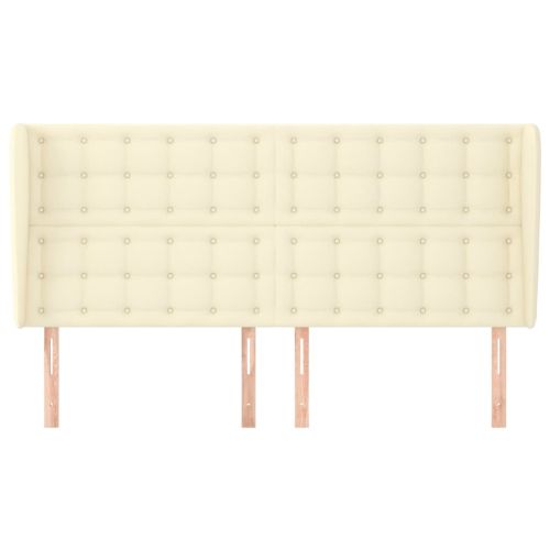 Горна табла с уши, кремава, 163x23x118/128 см, изкуствена кожа