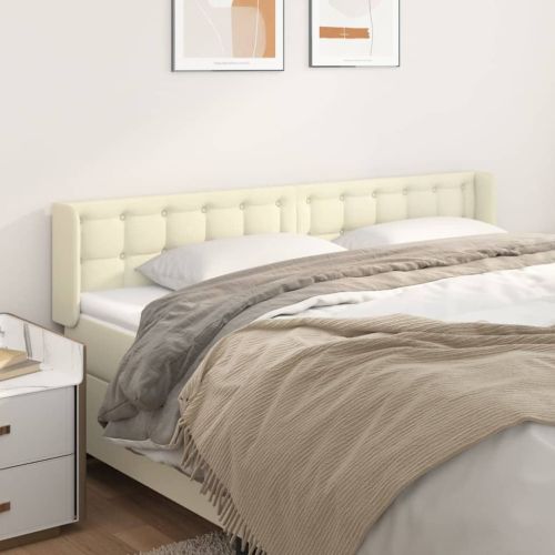 Горна табла за легло, кремава, 183x16x78/88 см, изкуствена кожа