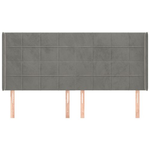 Горна табла за легло с уши, светлосива,203x16x118/128см, кадифе