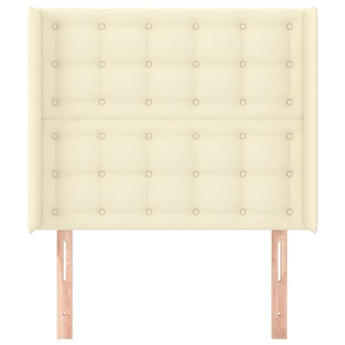 Горна табла с уши, кремава, 93x16x118/128 см, изкуствена кожа