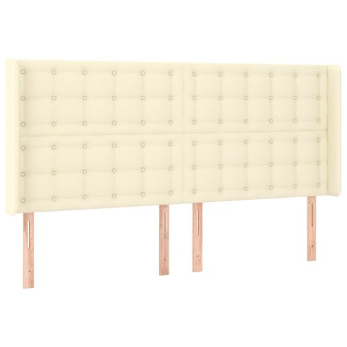 Горна табла с уши, кремава, 163x16x118/128 см, изкуствена кожа