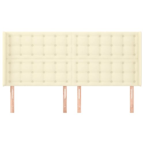 Горна табла с уши, кремава, 203x16x118/128 см, изкуствена кожа