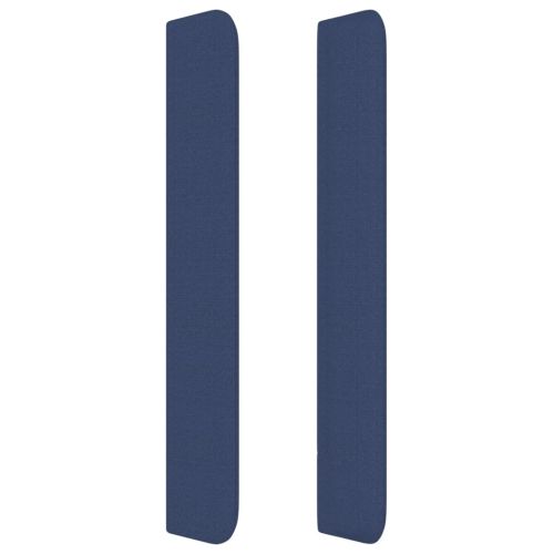 Горна табла за легло с уши, синя, 147x16x118/128 см, плат