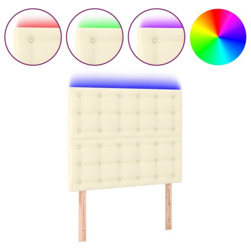 LED горна табла за легло, кремава, 90x5x118/128 см