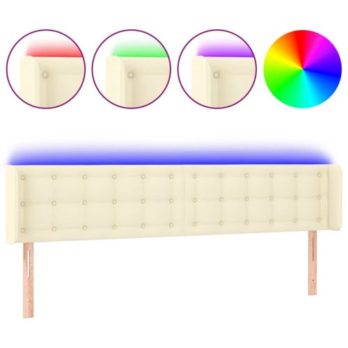 LED горна табла за легло, кремава, 203x16x78/88 см