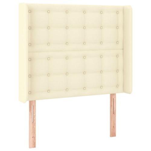 LED горна табла за легло, кремава, 93x16x118/128 см