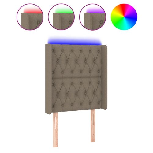 LED горна табла за легло, таупе, 83x16x118/128 см, плат