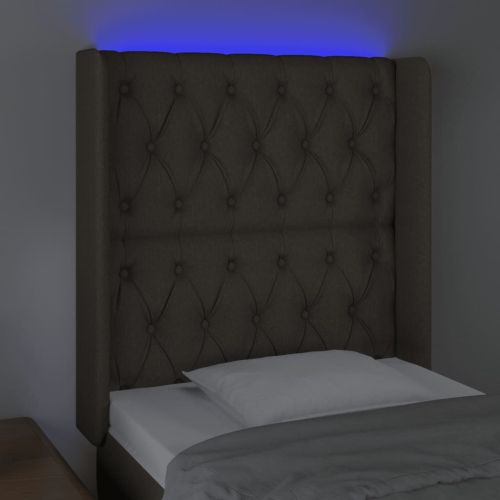 LED горна табла за легло, таупе, 83x16x118/128 см, плат