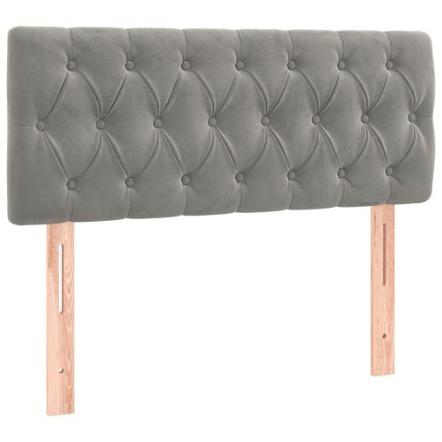 Боксспринг легло с матрак и LED, светлосиво, 100x200 см, кадифе