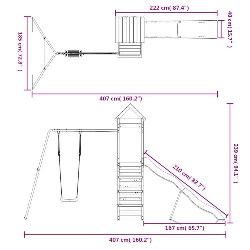 Комбинирано детско съоръжение за игра на открито, бор масив